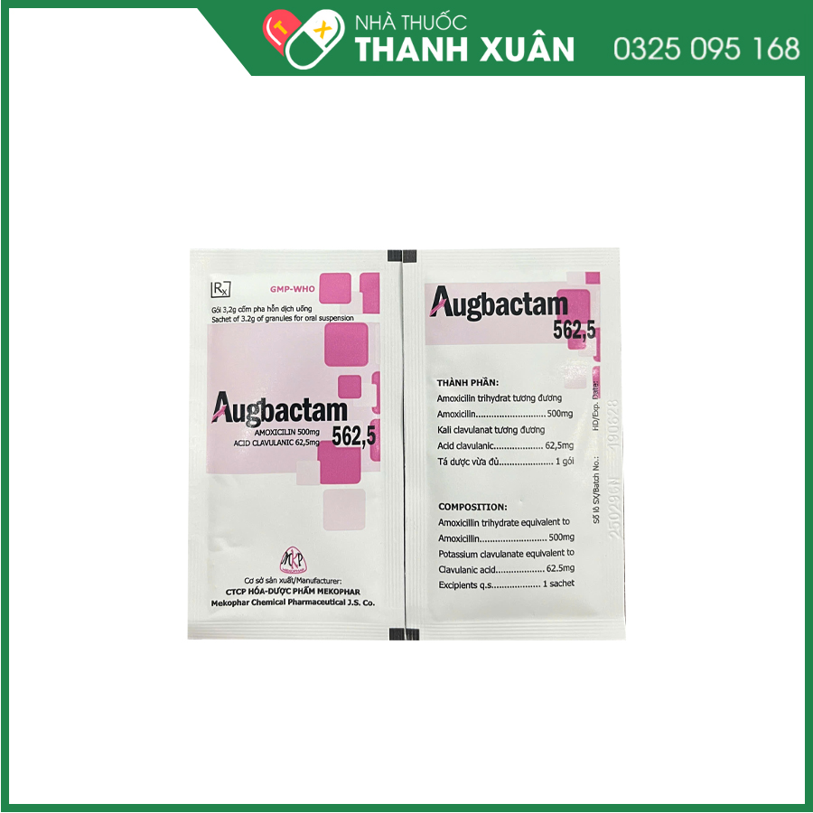 Augbactam 562,5 thuốc kháng sinh điều trị nhiễm khuẩn hô hấp, tiết niệu, da và mô mềm